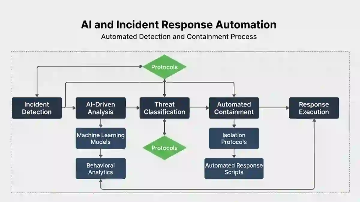 AI and Incident Response Automation workflow showing automated detection and containment