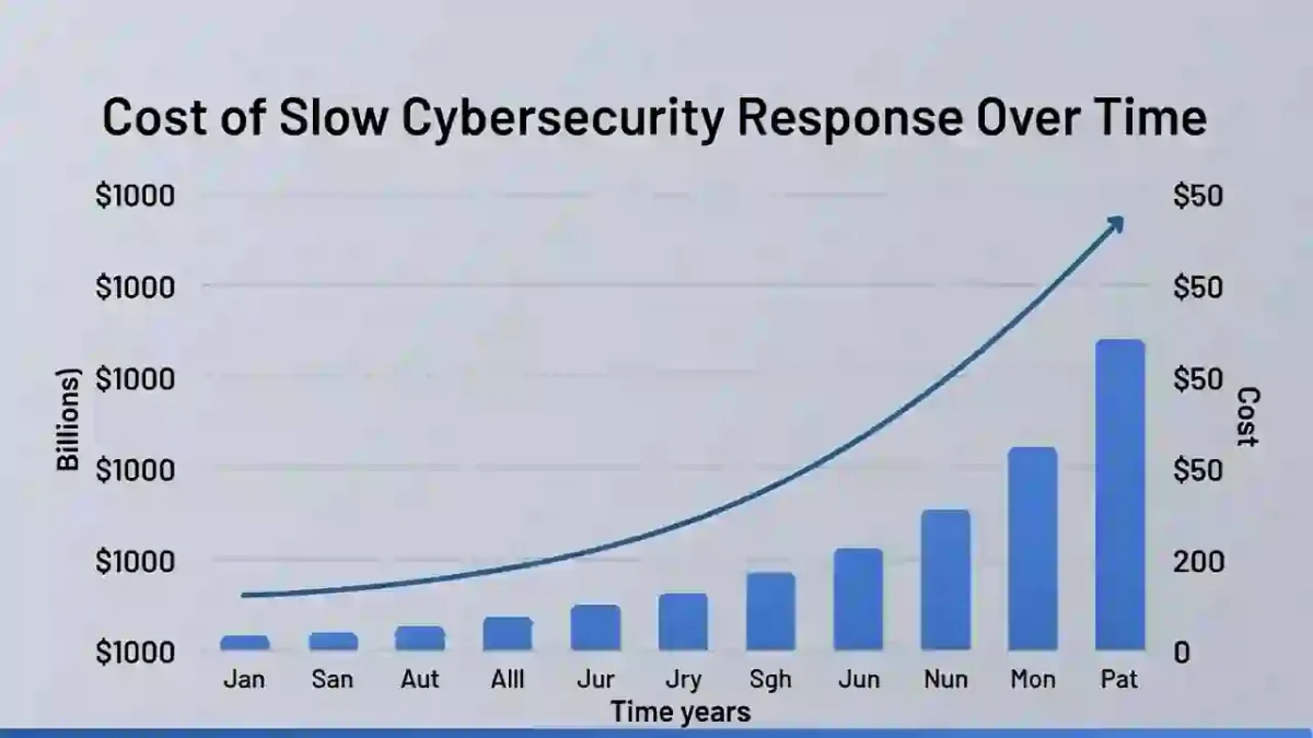 Cost of Slow Cybersecurity Response increasing over time chart