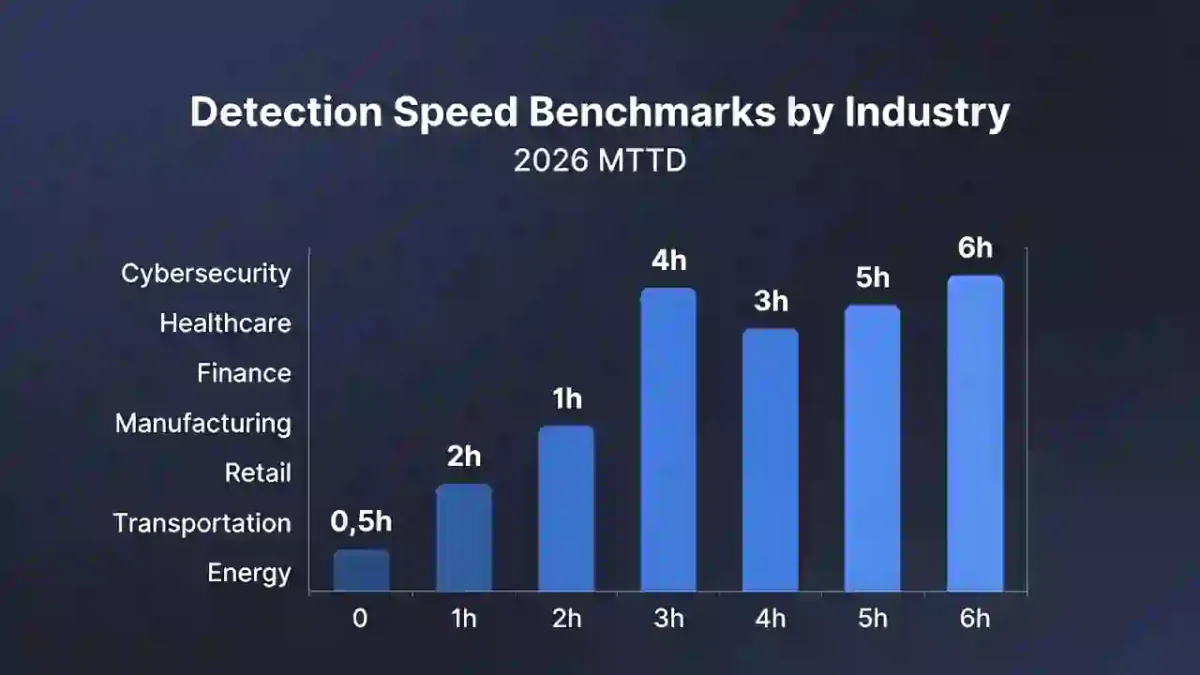 Detection Speed Benchmarks by Industry comparing 2026 MTTD performance