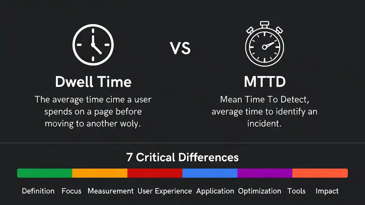 Dwell Time vs MTTD comparison timeline showing attacker presence and detection speed differences