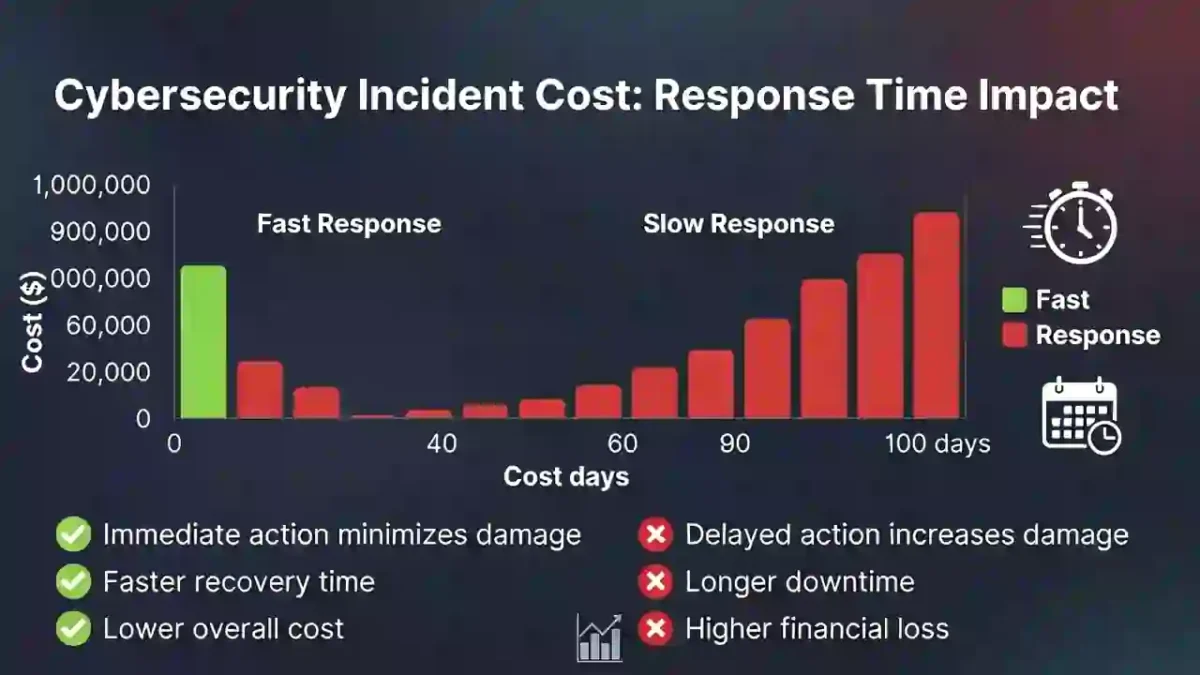 Fast vs slow cybersecurity response financial comparison graph