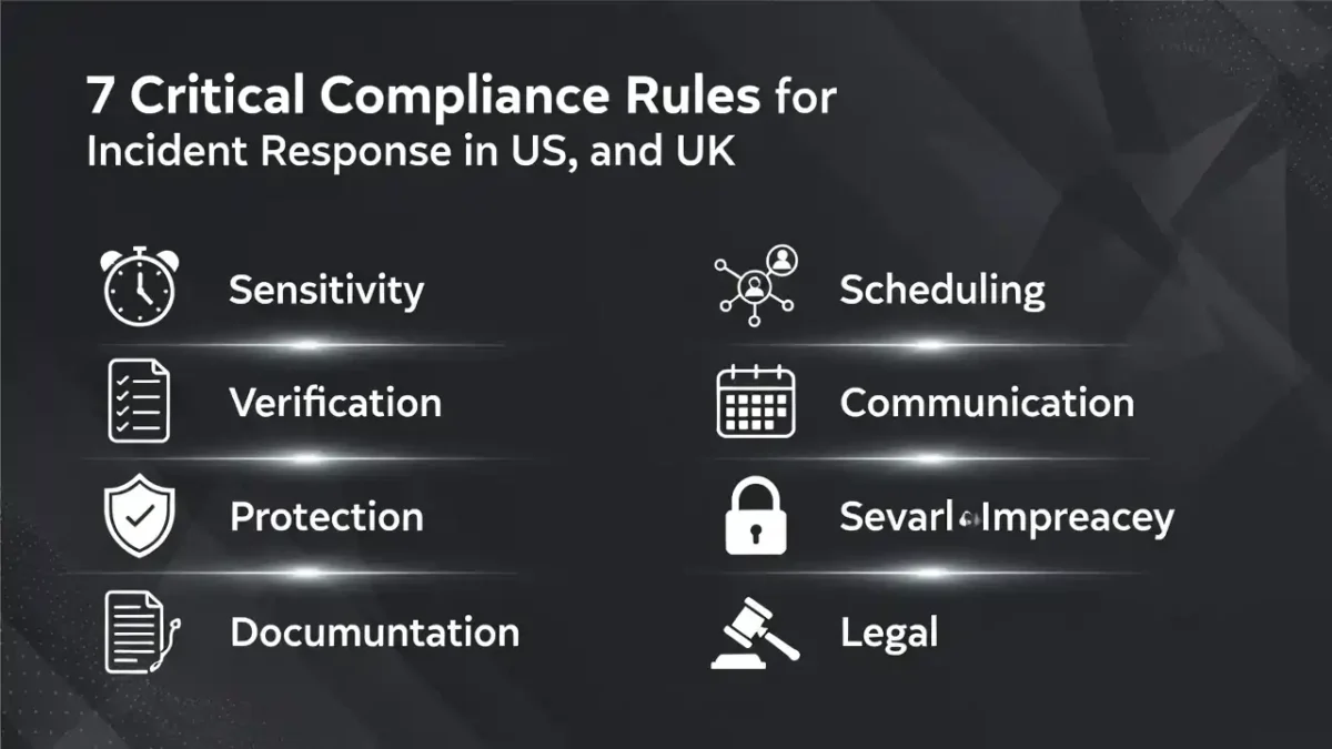 Incident response timeline comparing US 4-day SEC rule and UK 72-hour reporting deadline