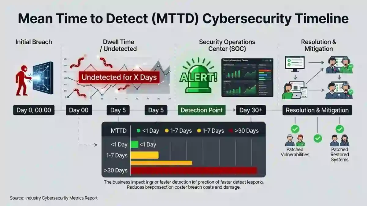 Mean Time to Detect cybersecurity timeline