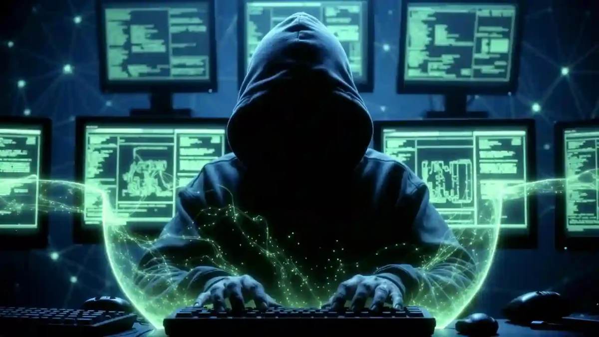 
Cybersecurity defense illustration showing digital security measures protecting systems from hackers