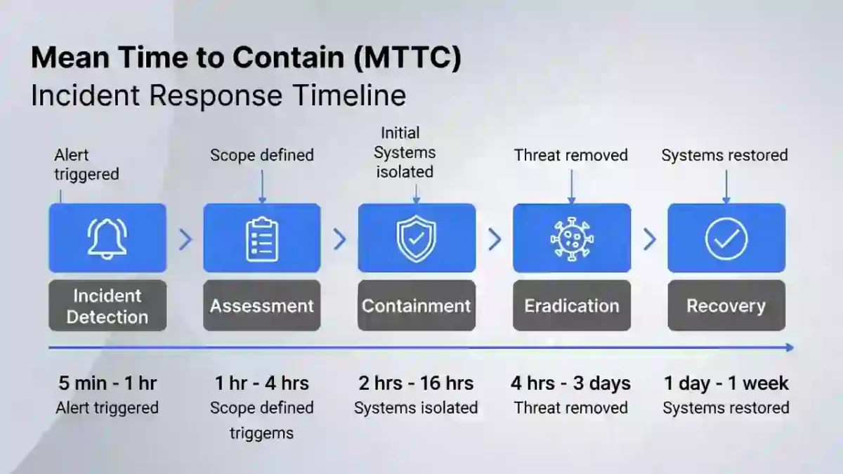 Mean Time to Contain (MTTC) incident response timeline diagram