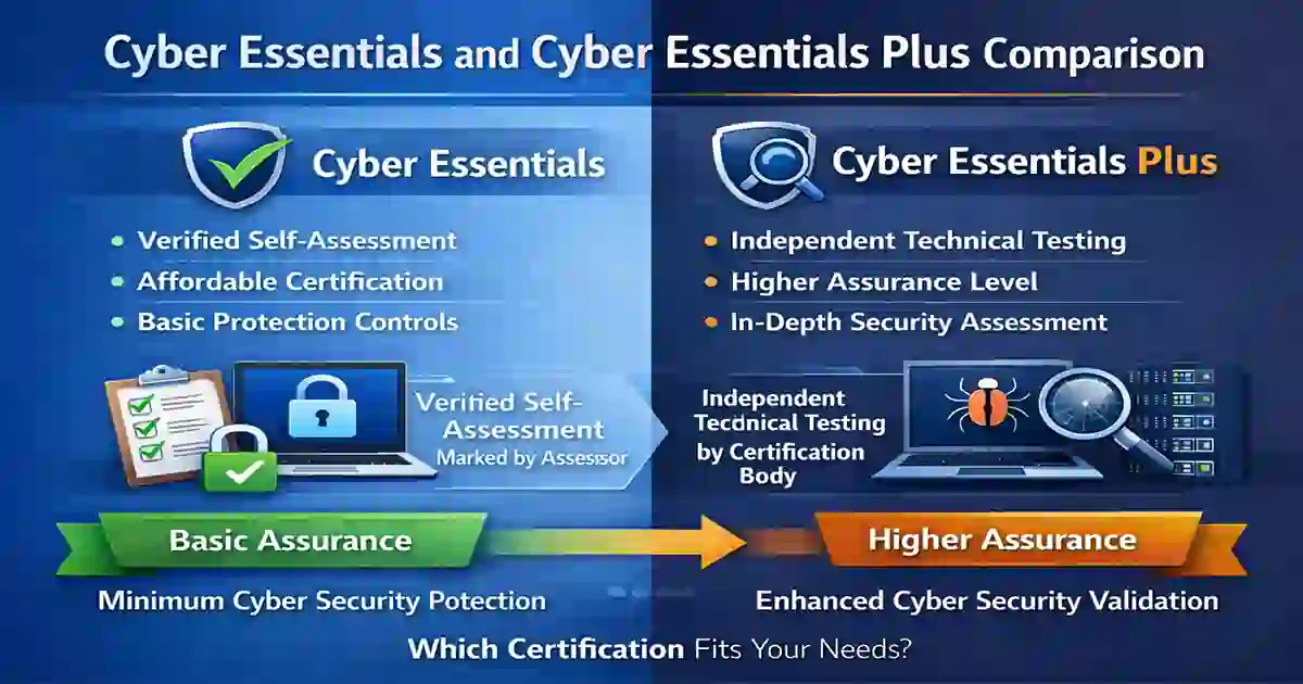 Cyber Essentials vs Cyber Essentials Plus comparison