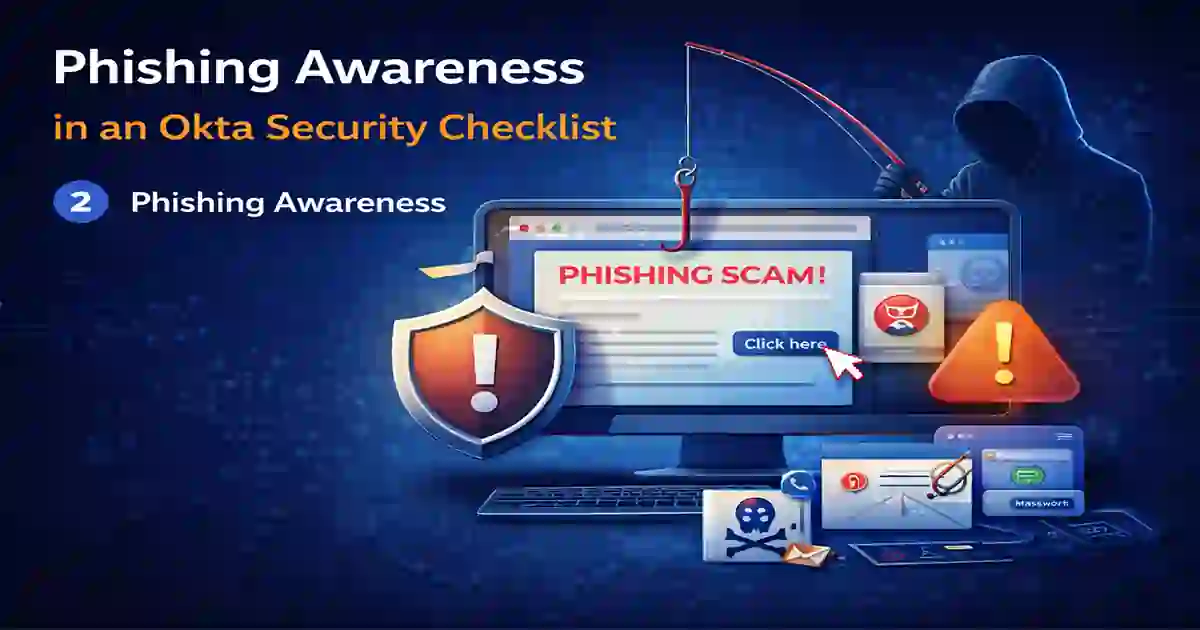 Phishing awareness in an Okta Security Checklist to prevent identity takeover attacks