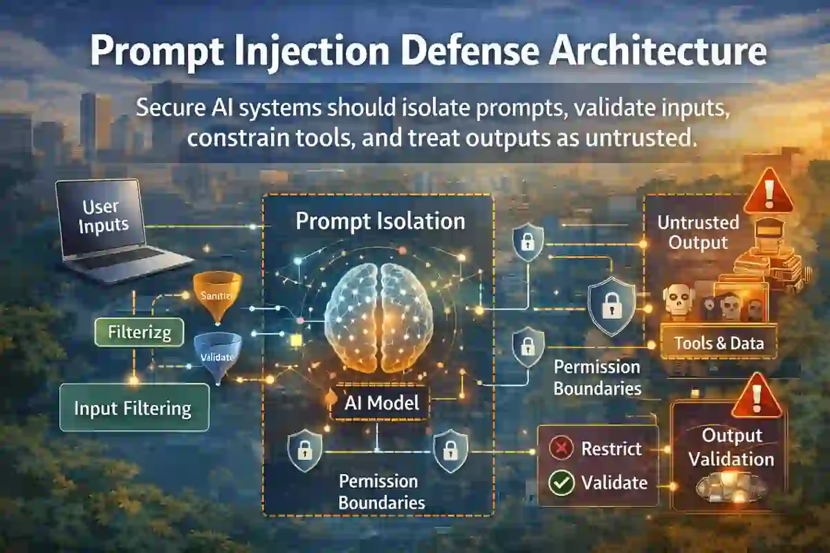 secure ai system development checklist prompt injection defense architecture
