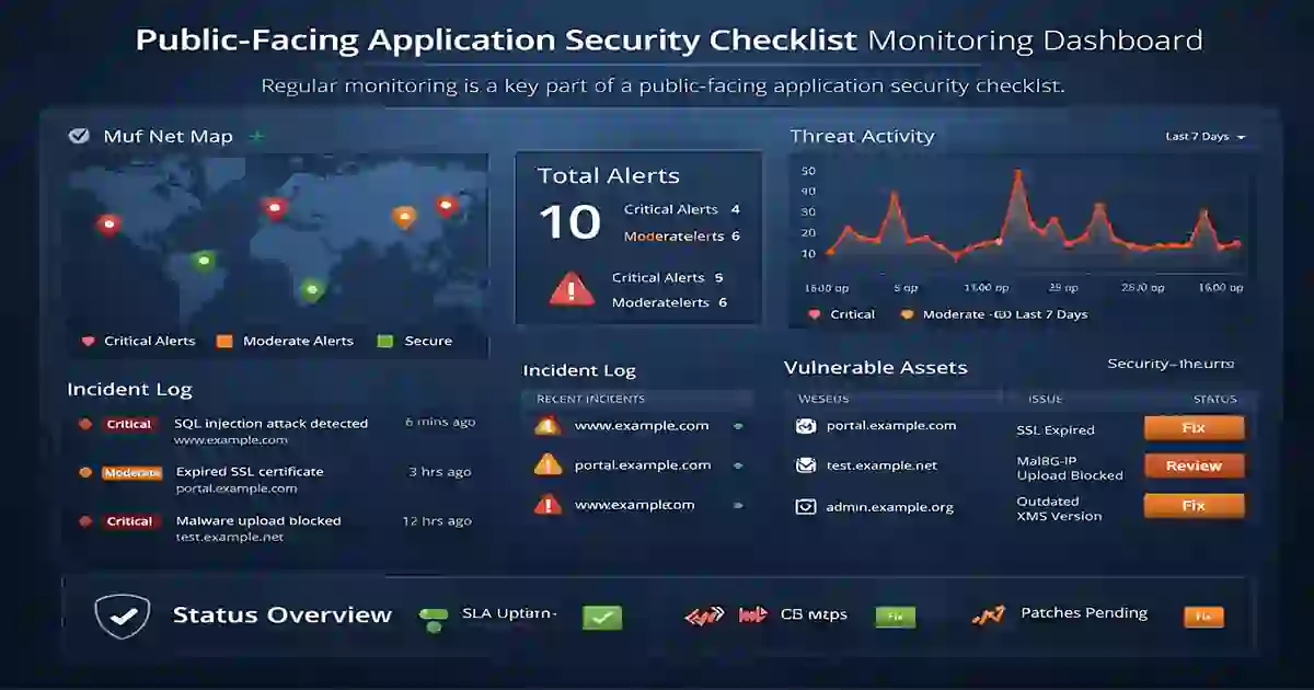 public-facing application security checklist logging and monitoring dashboard
