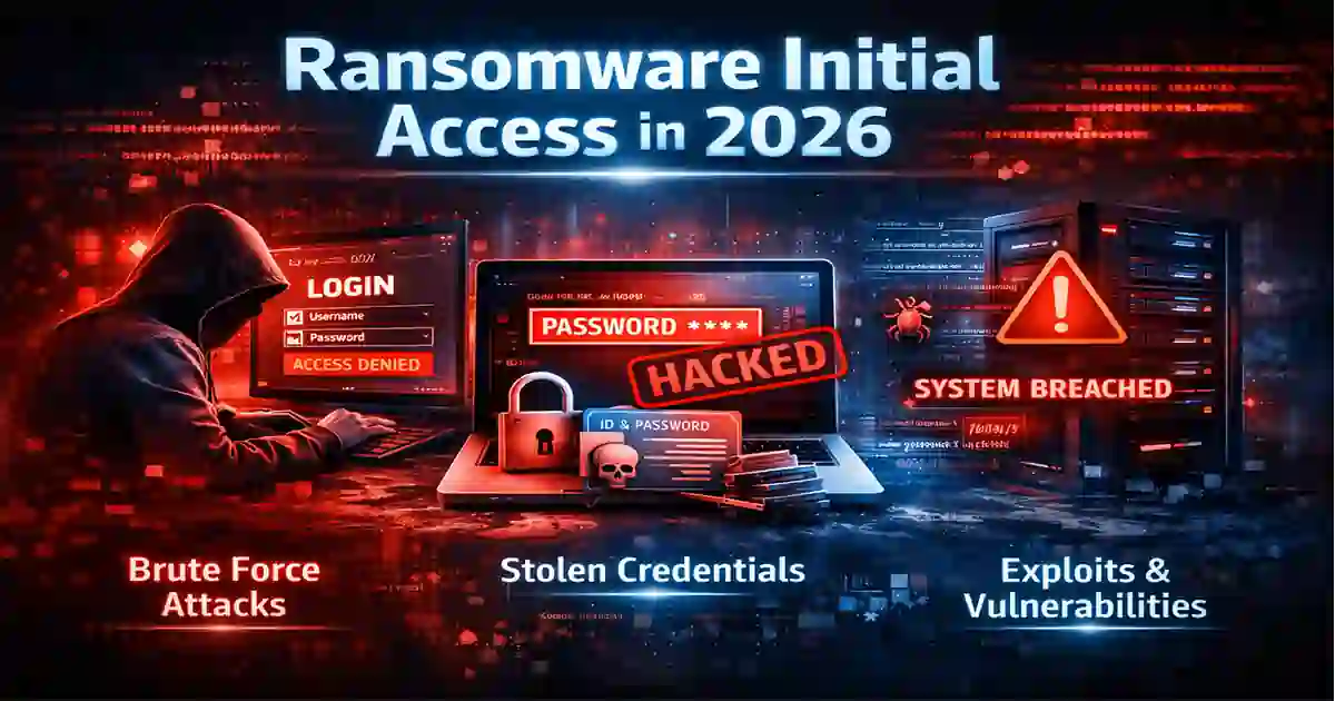 ransomware initial access 2026 brute force stolen credentials and exploits