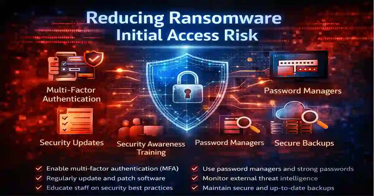 ransomware initial access 2026 risk reduction through patching and identity security