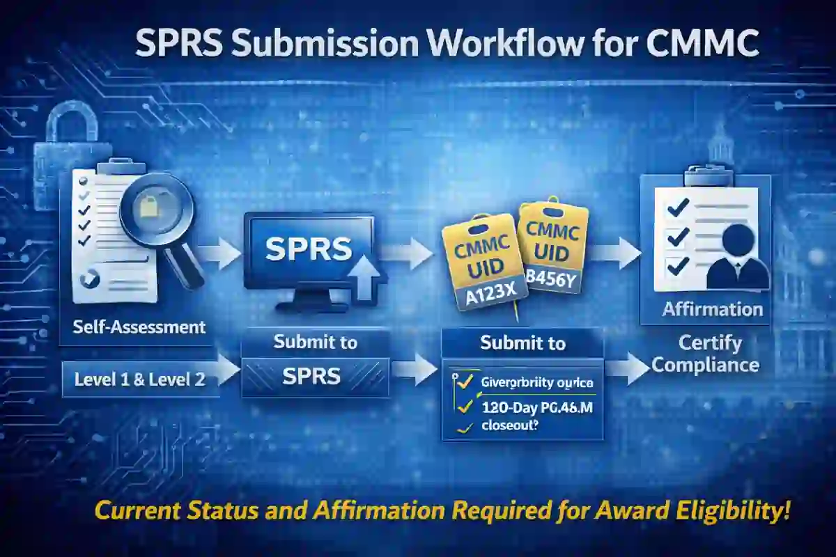 SPRS submission and affirmation workflow for CMMC 2.0 Phase 1 Checklist
