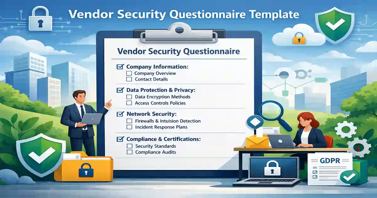 Vendor security questionnaire template checklist used to assess third-party cybersecurity