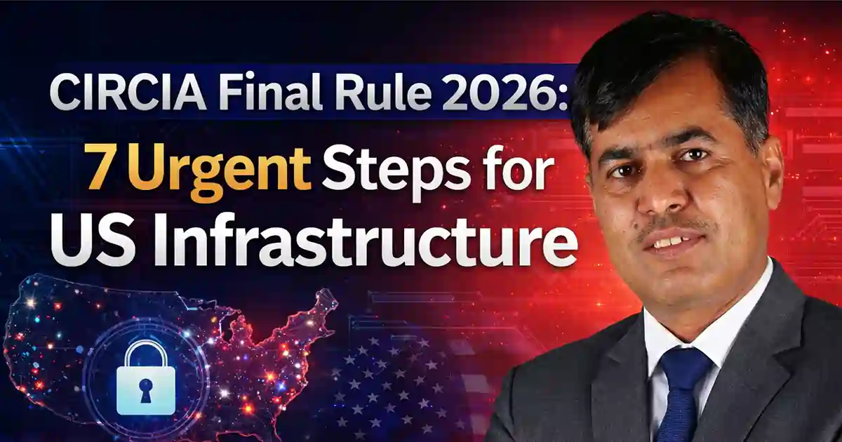 CIRCIA Final Rule 2026 feature image showing 7 urgent steps for US infrastructure readiness with a cybersecurity map and compliance theme