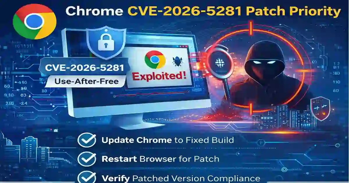 CISA KEV This Month Chrome CVE-2026-5281 patch priority workflow