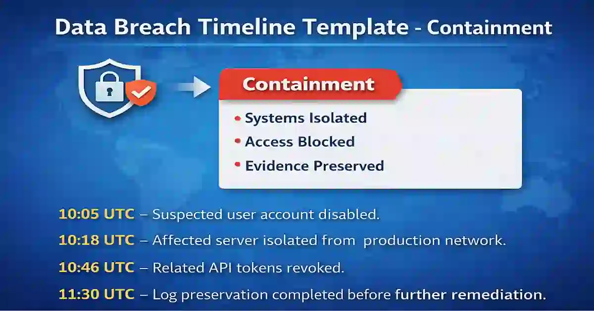 data breach timeline template containment workflow