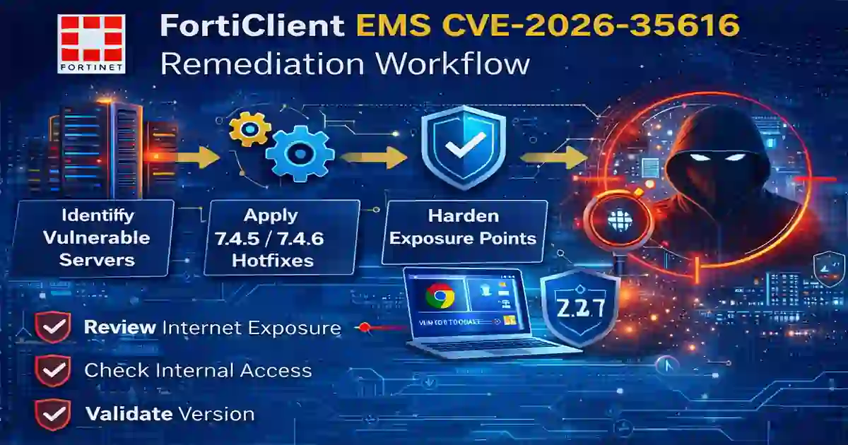 CISA KEV This Month Fortinet FortiClient EMS CVE-2026-35616 remediation workflow