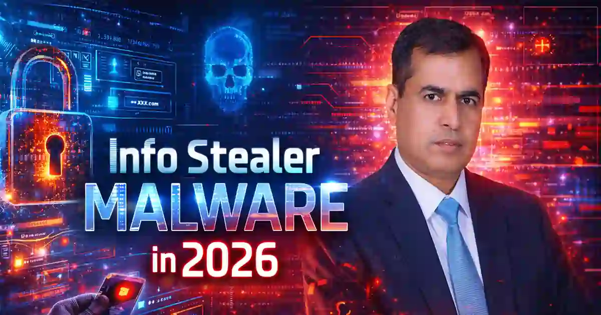 Info stealer malware in 2026 showing stolen cookies and tokens leading to ransomware