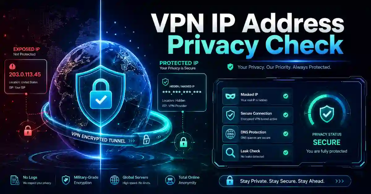 VPN IP address privacy check using What Is My IP Address tool
