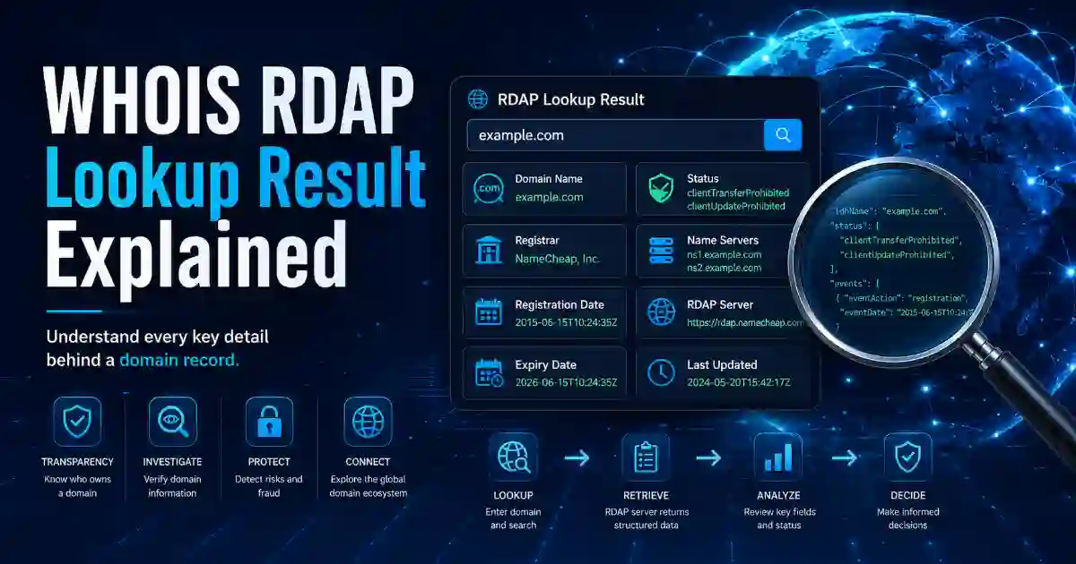 WHOIS RDAP Lookup result with registrar expiry date nameservers DNSSEC and abuse contact