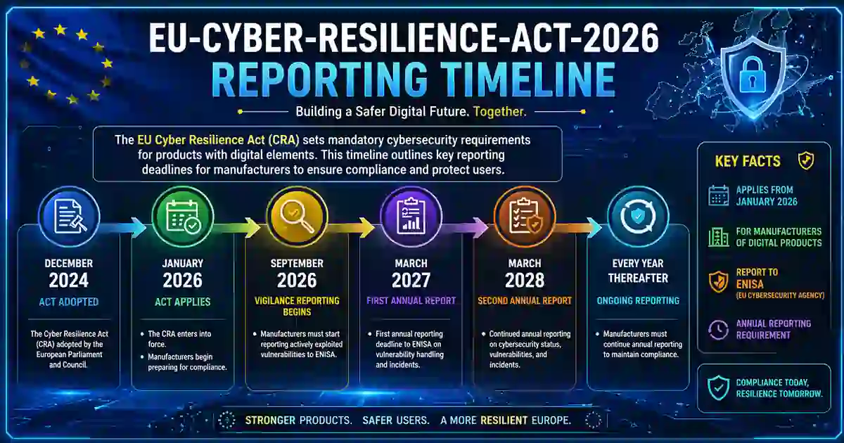 EU Cyber Resilience Act 2026 reporting timeline with 24-hour and 72-hour deadlines