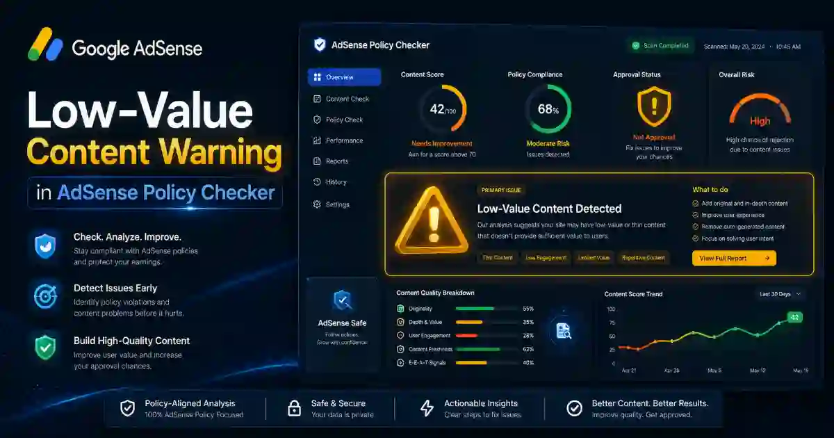 AdSense Policy Checker low-value content warning
